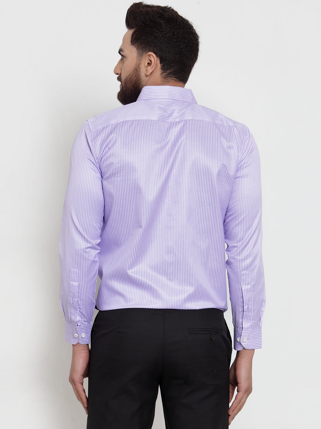 Men's Purple Cotton Stiped Formal Shirts ( SF 737Light-Purple ) - Jainish
