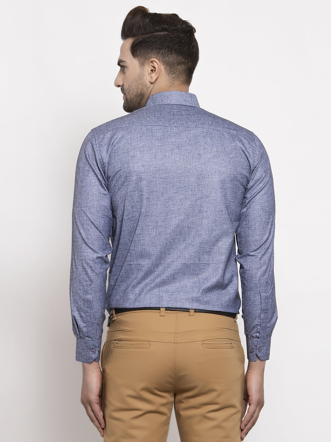 Men's Grey Cotton Solid Button Down Formal Shirts ( SF 753Grey ) - Jainish
