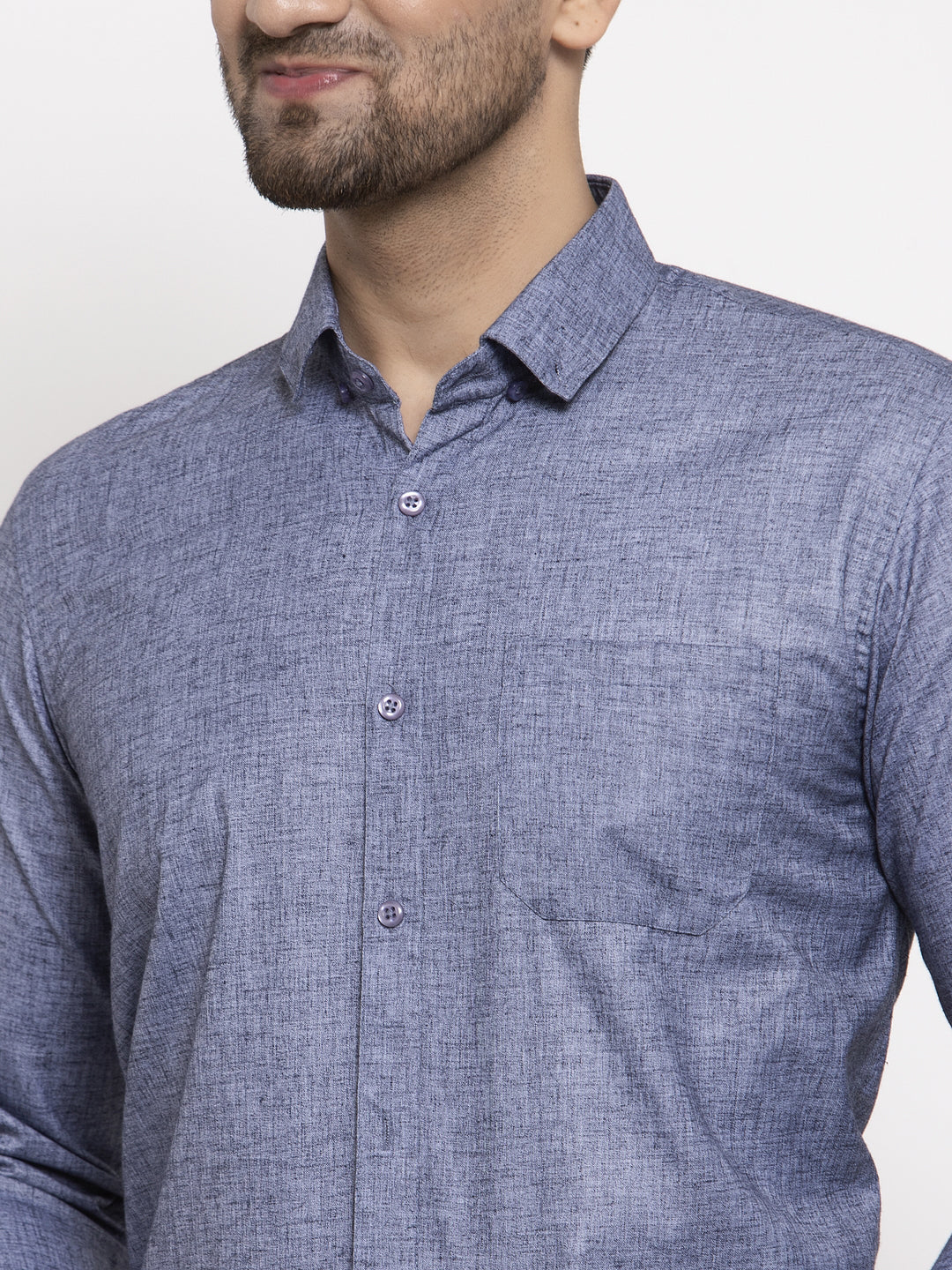 Men's Grey Cotton Solid Button Down Formal Shirts ( SF 753Grey ) - Jainish