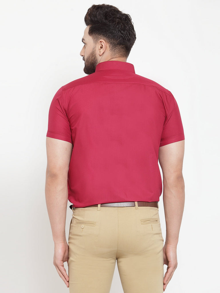 Men's Maroon Cotton Half Sleeves Solid Formal Shirts ( SF 754Mehroon )