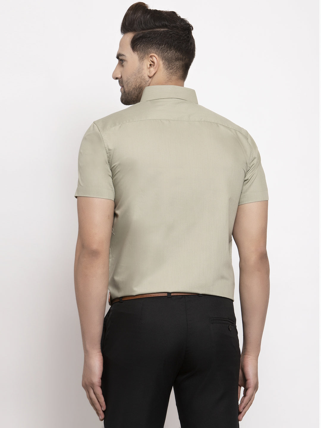 Men's Green Cotton Half Sleeves Solid Formal Shirts ( SF 754Pista ) - Jainish