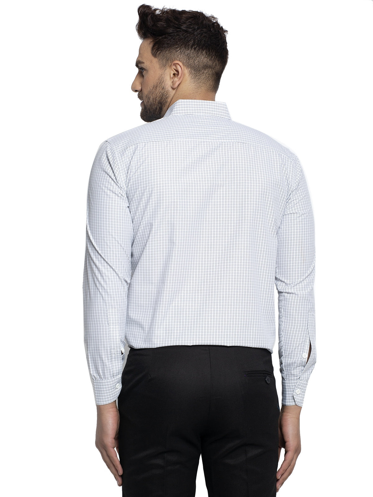 Men's Black Cotton Checked Formal Shirt's ( SF 758Black ) - Jainish