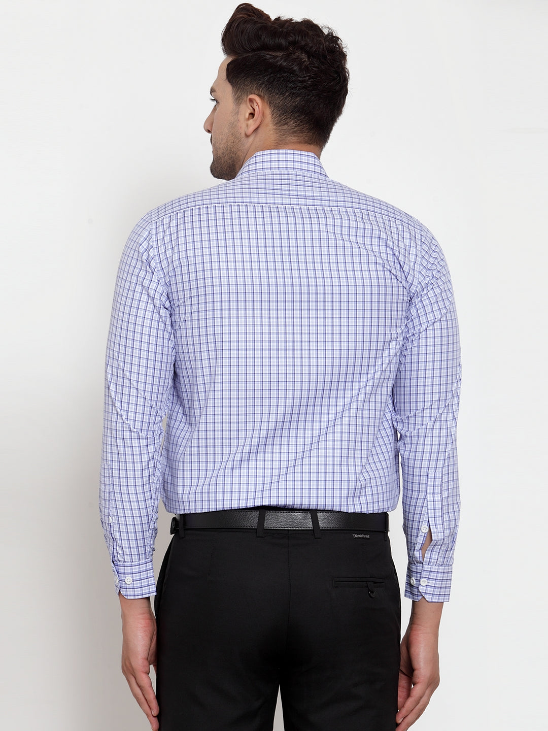 Men's Blue Cotton Checked Formal Shirt's ( SF 760Blue ) - Jainish