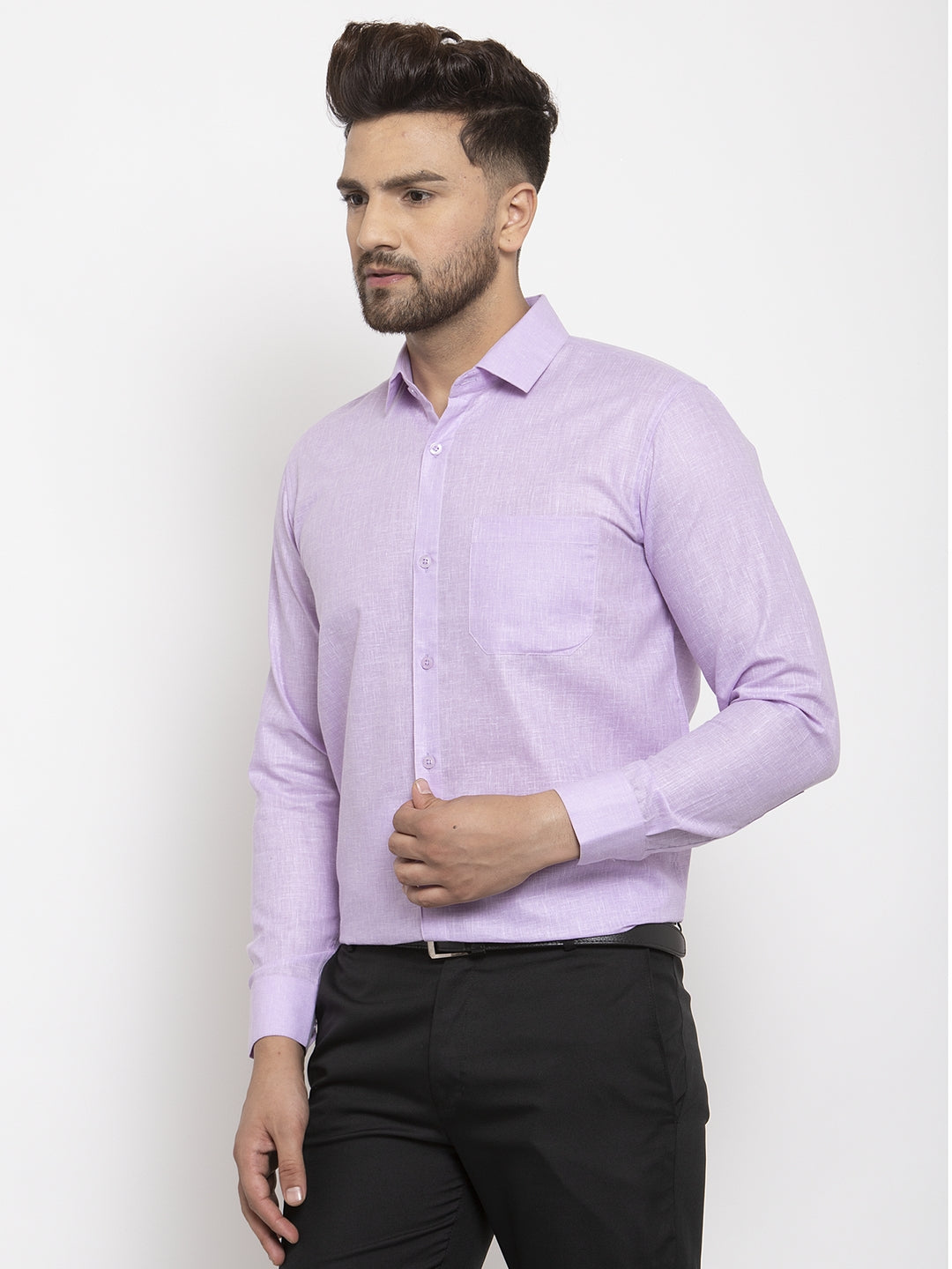 Men's Purple Dobby Solid Formal Shirts ( SF 762Light-Purple ) - Jainish