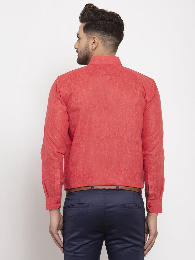 Men's Red Dobby Solid Formal Shirts ( SF 762Red )
