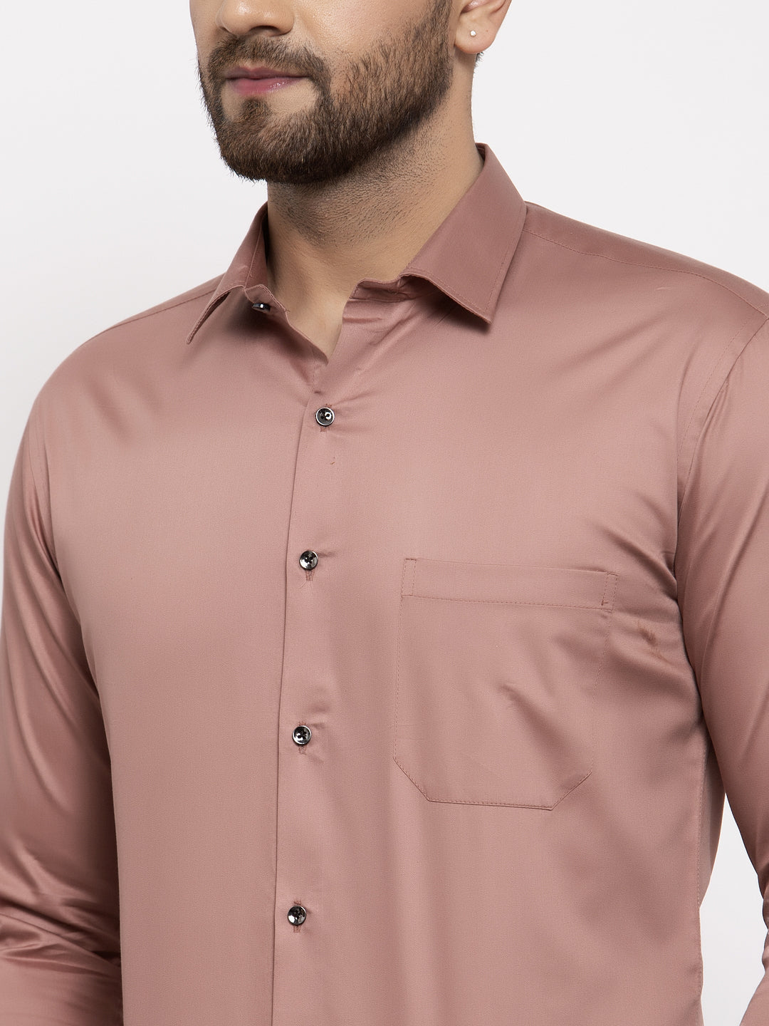 Men's Brown Cotton Solid Formal Shirt's ( SF 768Brown ) - Jainish
