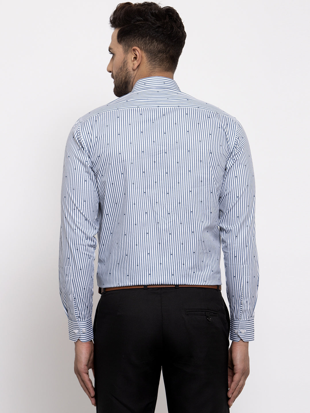 Men's Grey Cotton Striped Formal Shirt's ( SF 769Light-Grey ) - Jainish