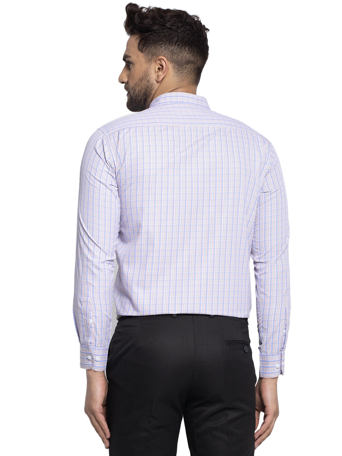 Men's Multi Cotton Checked Formal Shirt's ( SF 776Voilet ) - Jainish