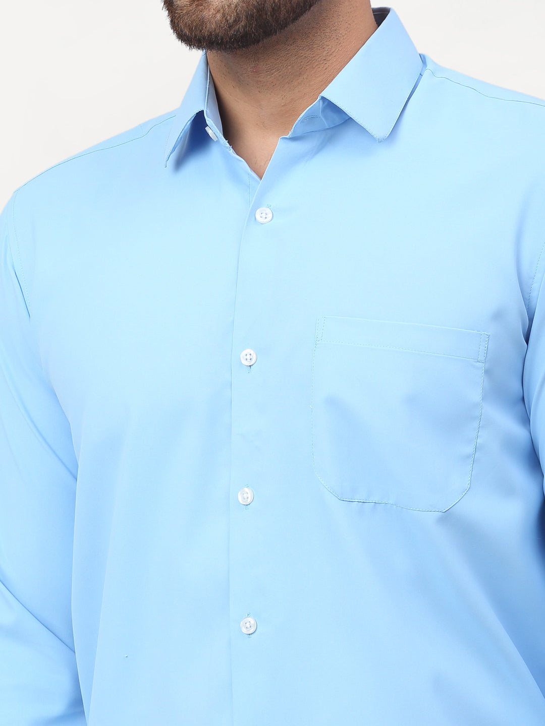 Men's Blue Solid Formal Shirts ( SF 777Light-Blue ) - Jainish