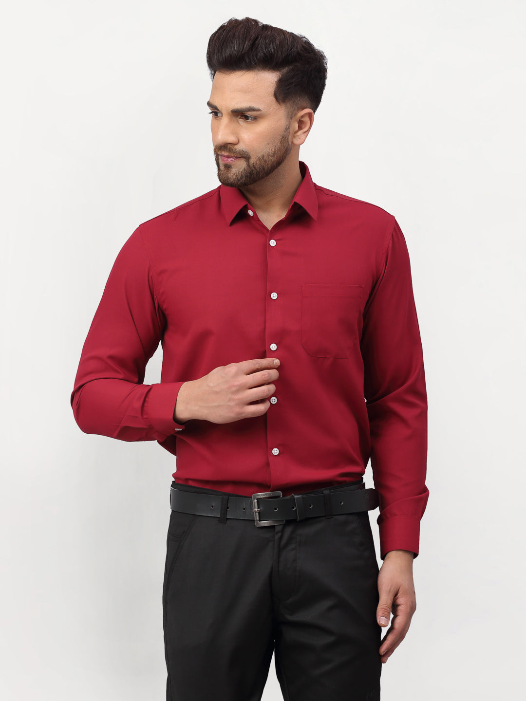 Men's Maroon Solid Formal Shirts ( SF 777Maroon ) - Jainish