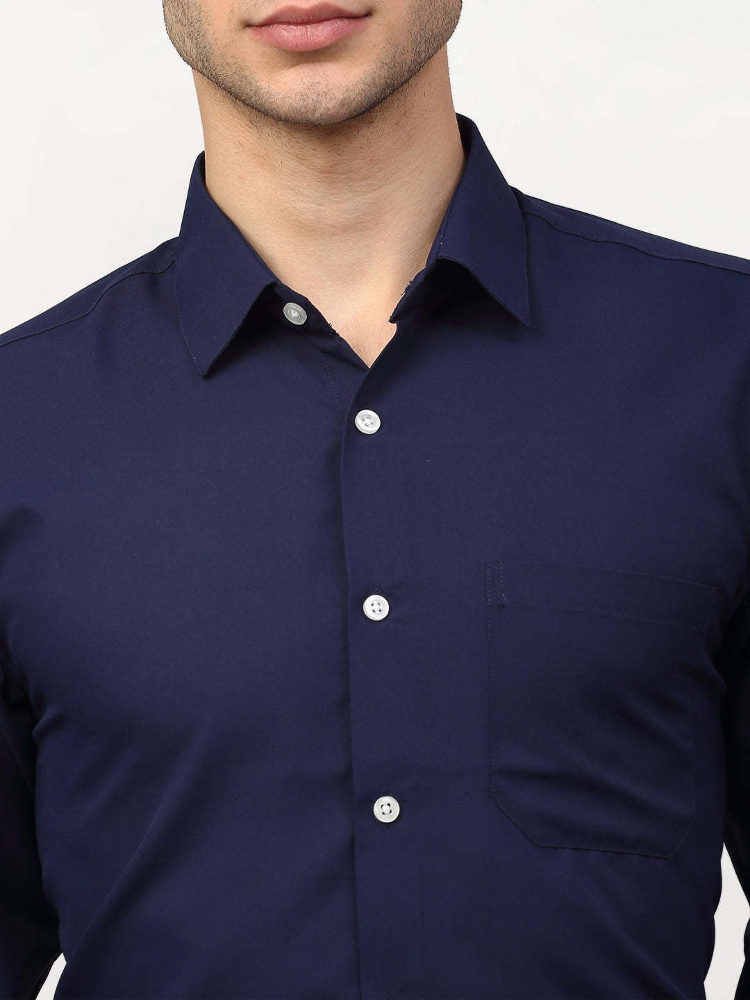 Men's Navy Blue Solid Formal Shirts ( SF 777Navy ) - Jainish