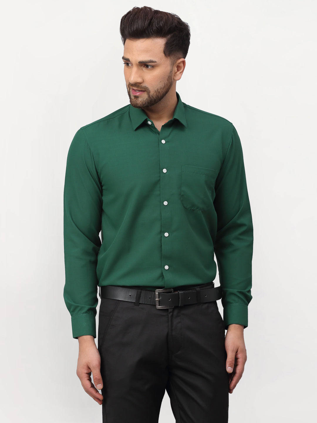 Men's Olive Solid Formal Shirts ( SF 777Olive ) - Jainish