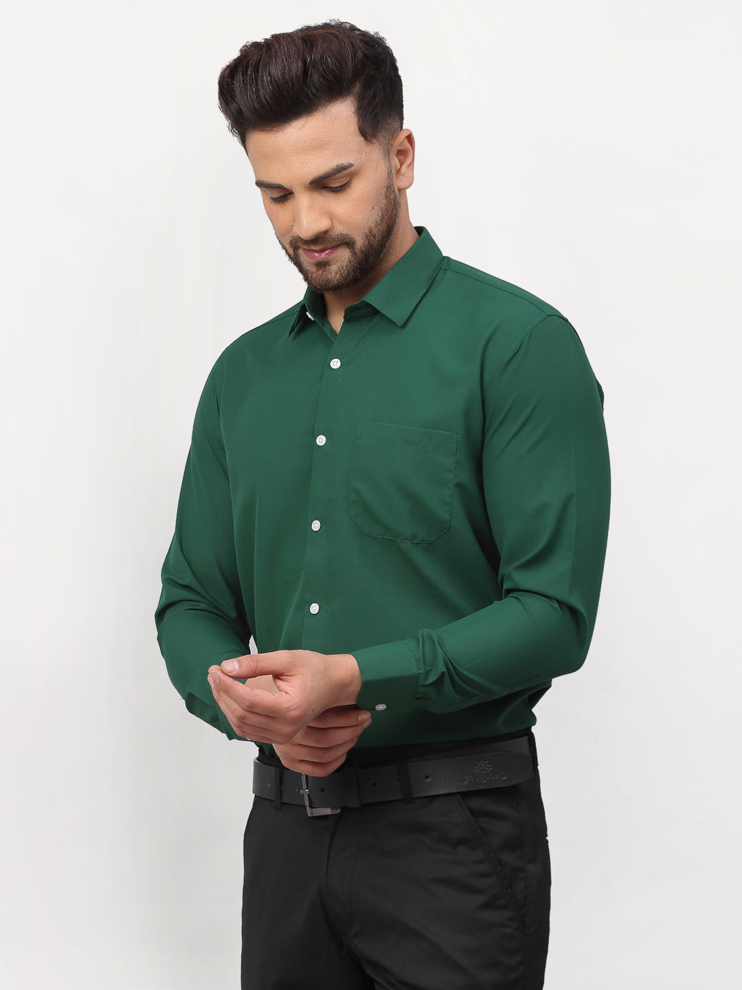 Men's Olive Solid Formal Shirts ( SF 777Olive ) - Jainish
