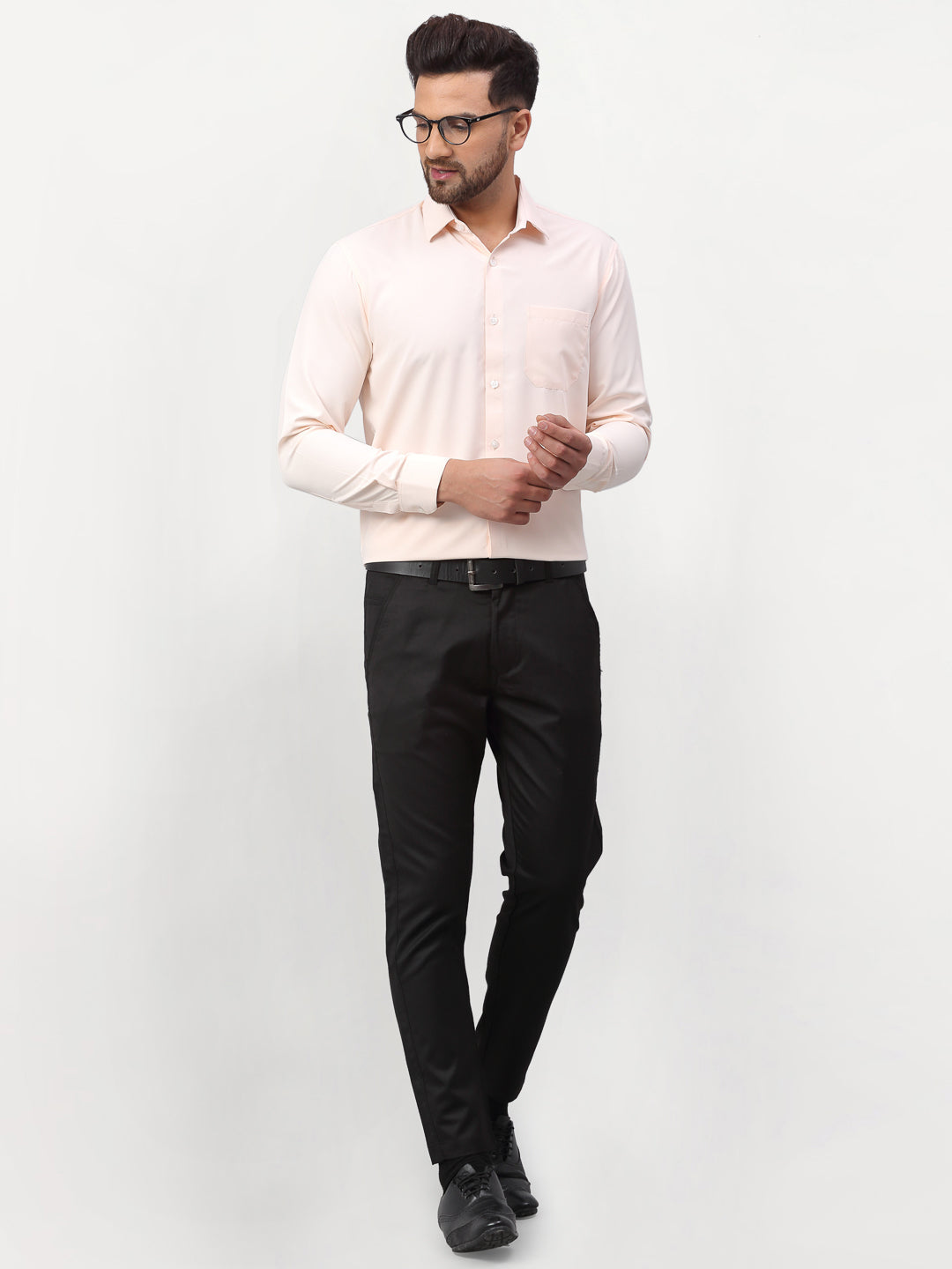 Men's Peach Solid Formal Shirts ( SF 777Peach ) - Jainish
