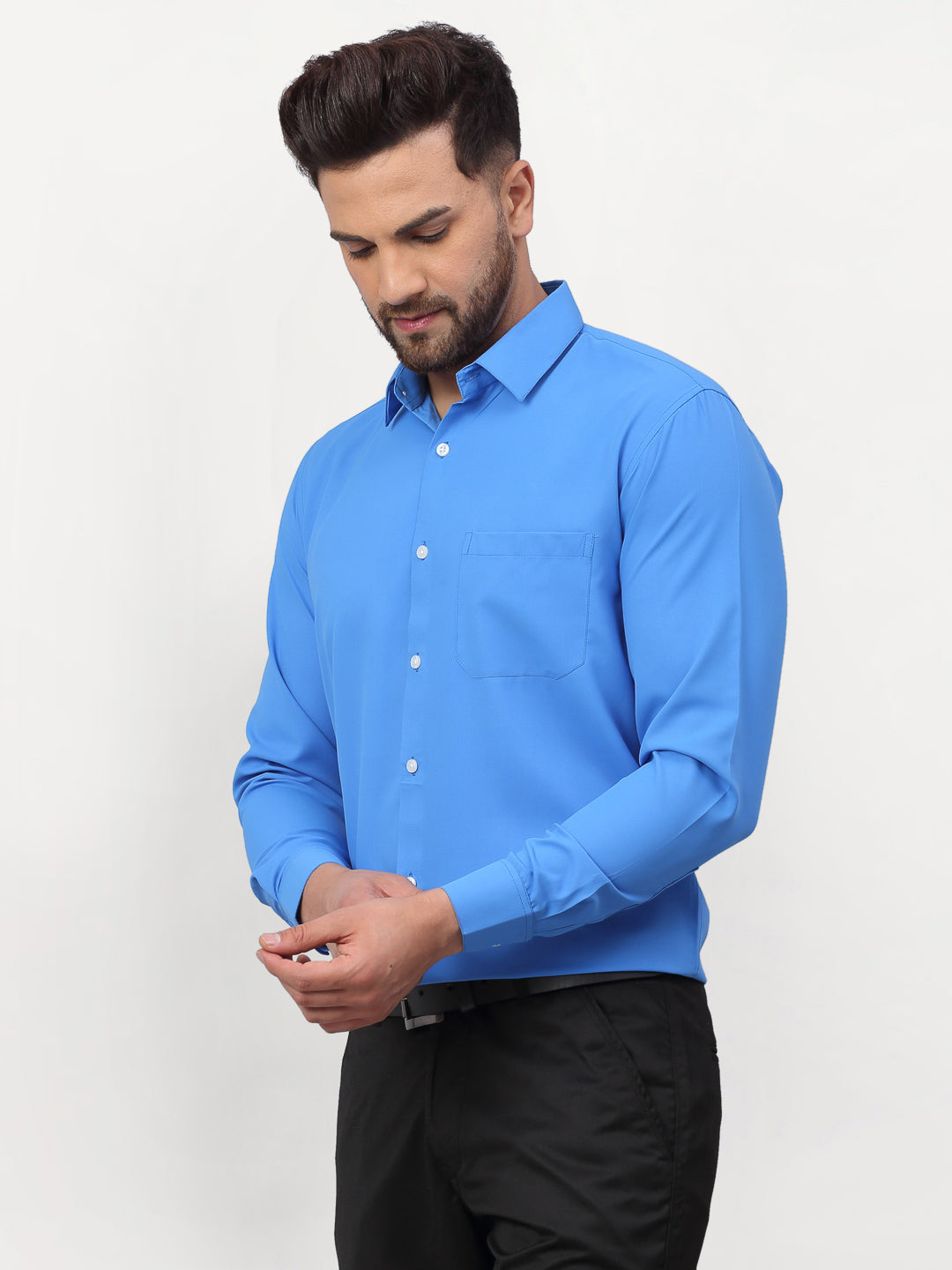 Men's Blue Solid Formal Shirts ( SF 777Sky ) - Jainish
