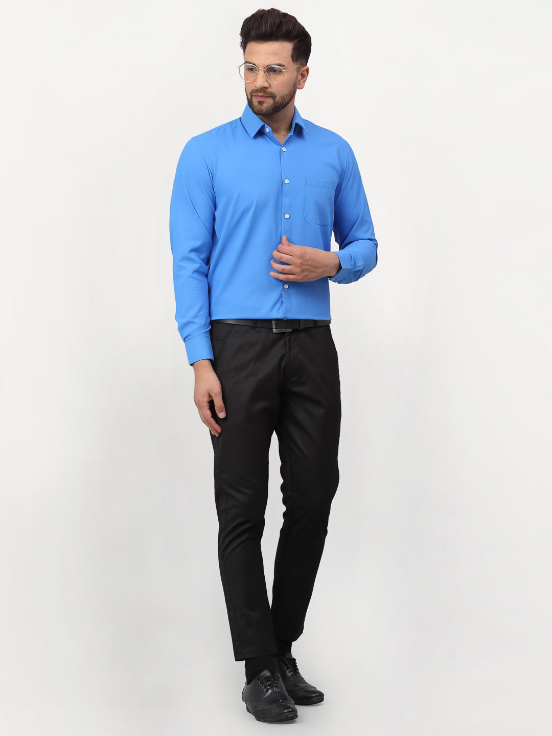 Men's Blue Solid Formal Shirts ( SF 777Sky ) - Jainish