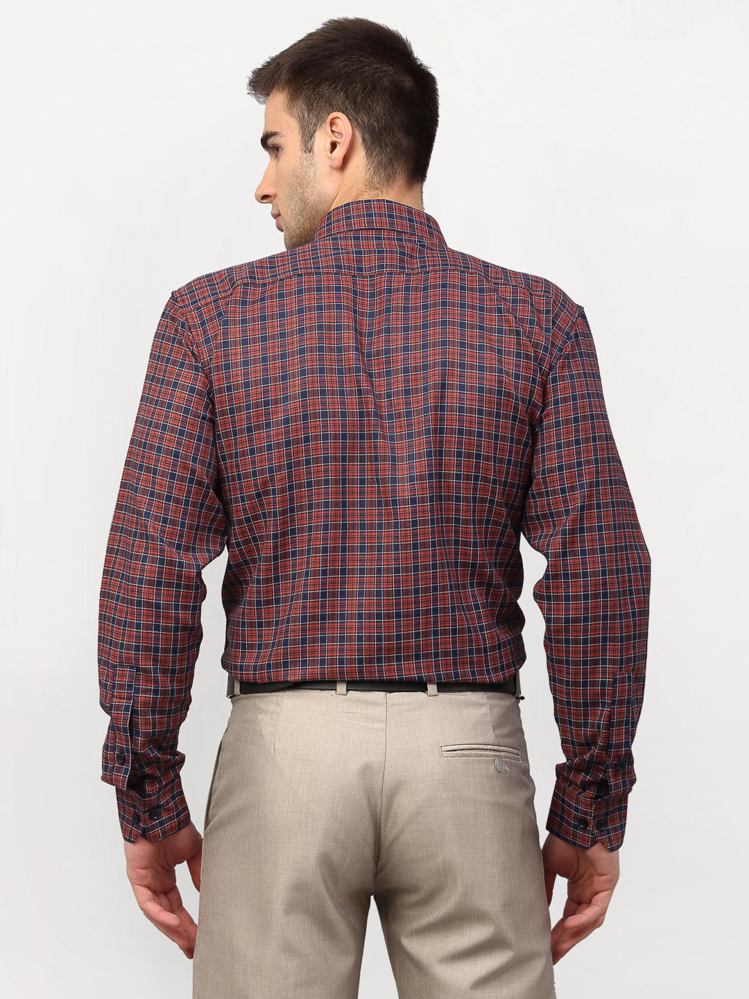 Men's Maroon Checked Formal Shirts ( SF 780Maroon ) - Jainish
