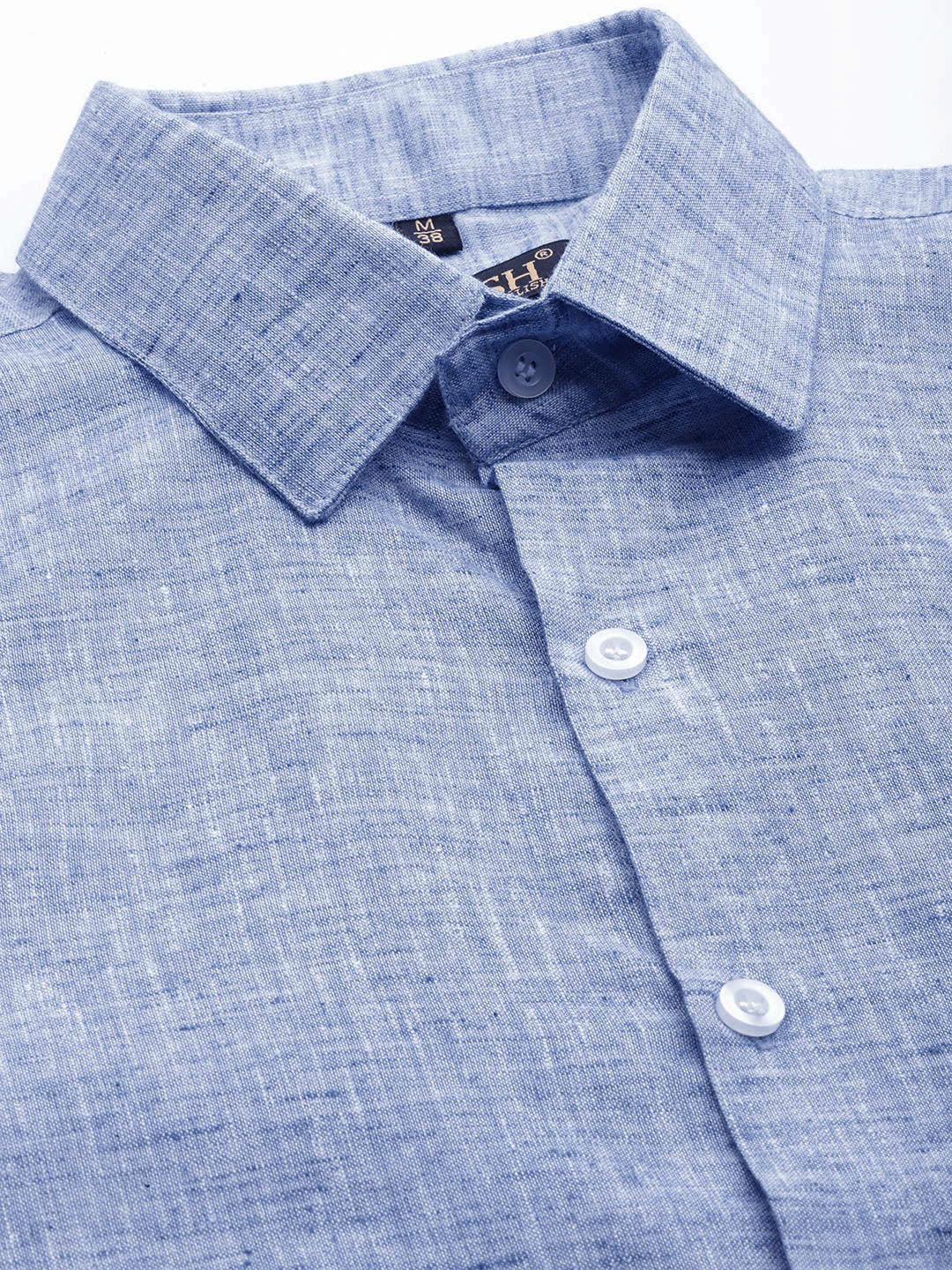 Men's Blue Solid Cotton Formal Shirt ( SF 782Blue ) - Jainish