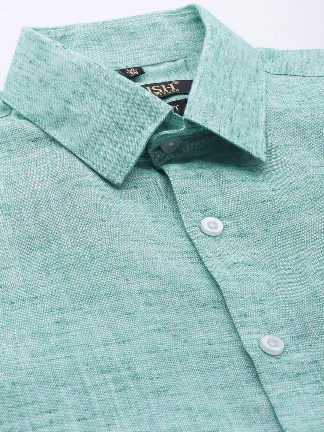 Men's Green Solid Cotton Formal Shirt ( SF 782Green ) - Jainish