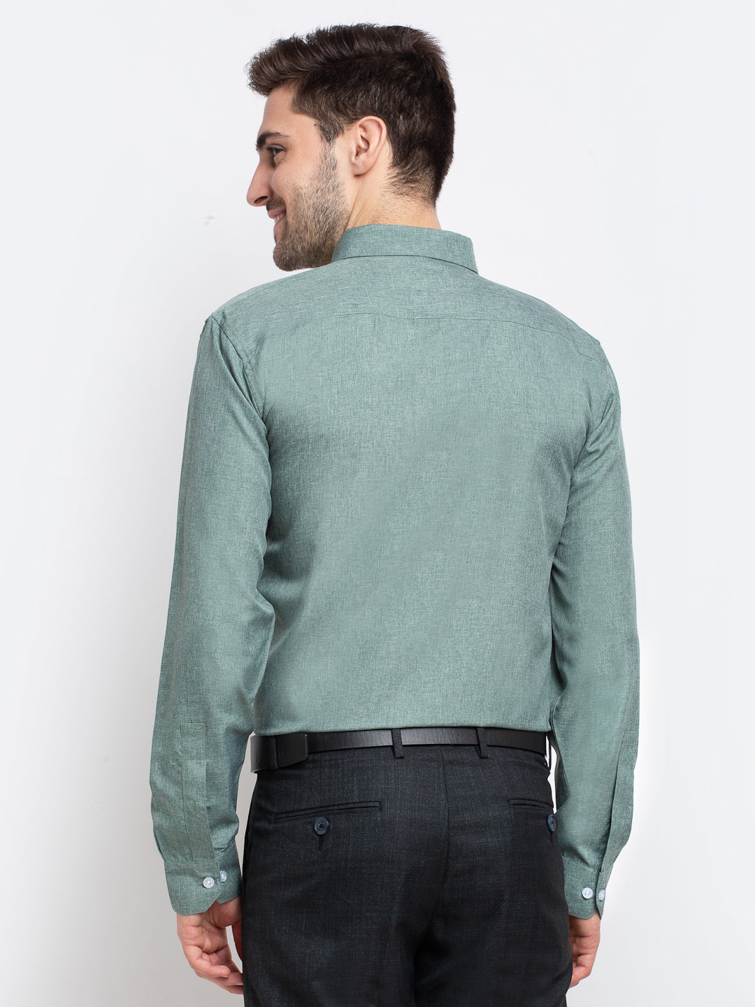 Men's Green Button Down Collar Cotton Formal Shirt ( SF 785Green ) - Jainish
