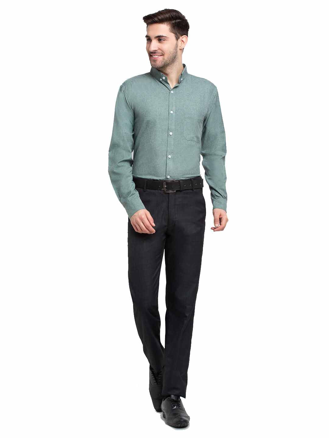 Men's Green Button Down Collar Cotton Formal Shirt ( SF 785Green ) - Jainish