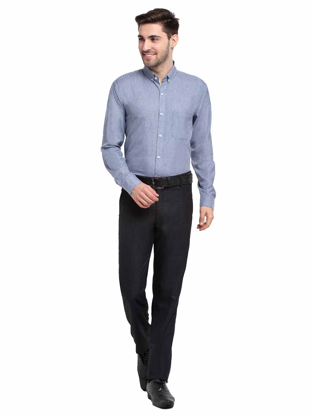 Men's Grey Button Down Collar Cotton Formal Shirt ( SF 785Grey ) - Jainish