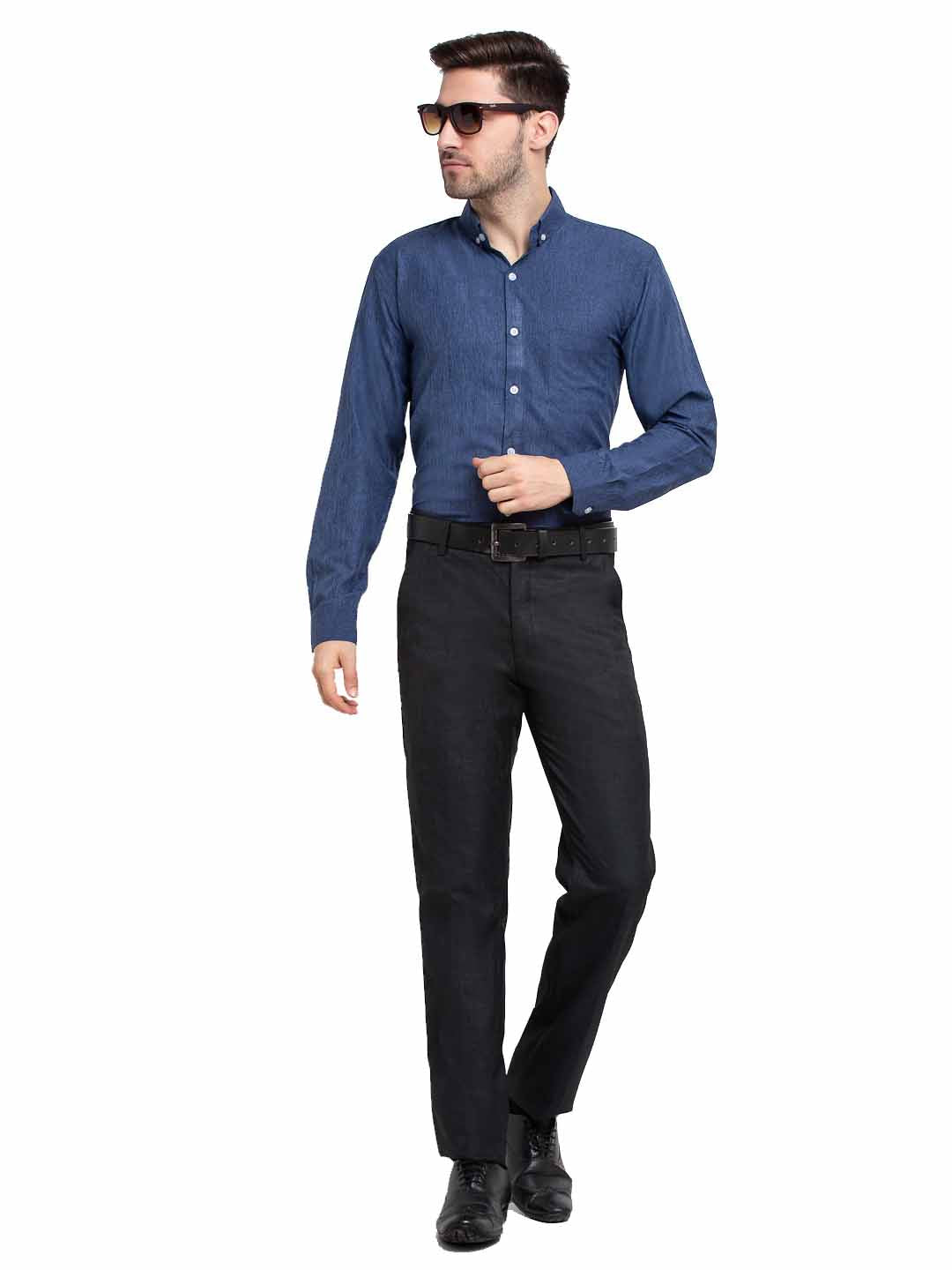 Men's Teal Button Down Collar Cotton Formal Shirt ( SF 785Teal ) - Jainish