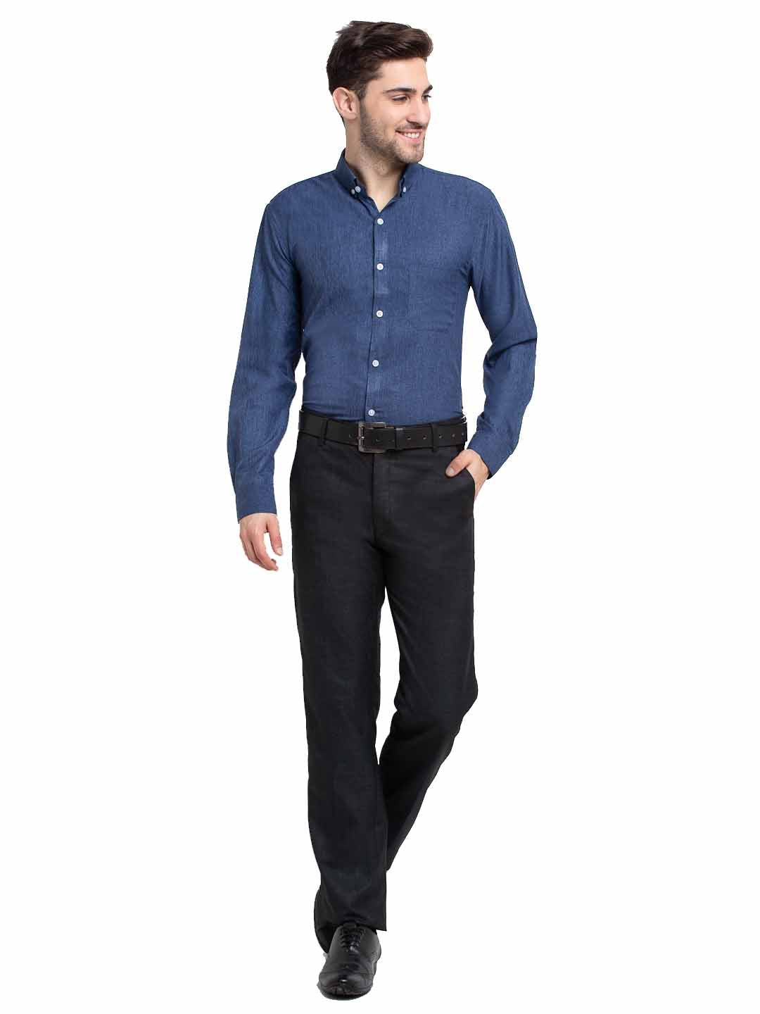 Men's Teal Button Down Collar Cotton Formal Shirt ( SF 785Teal ) - Jainish