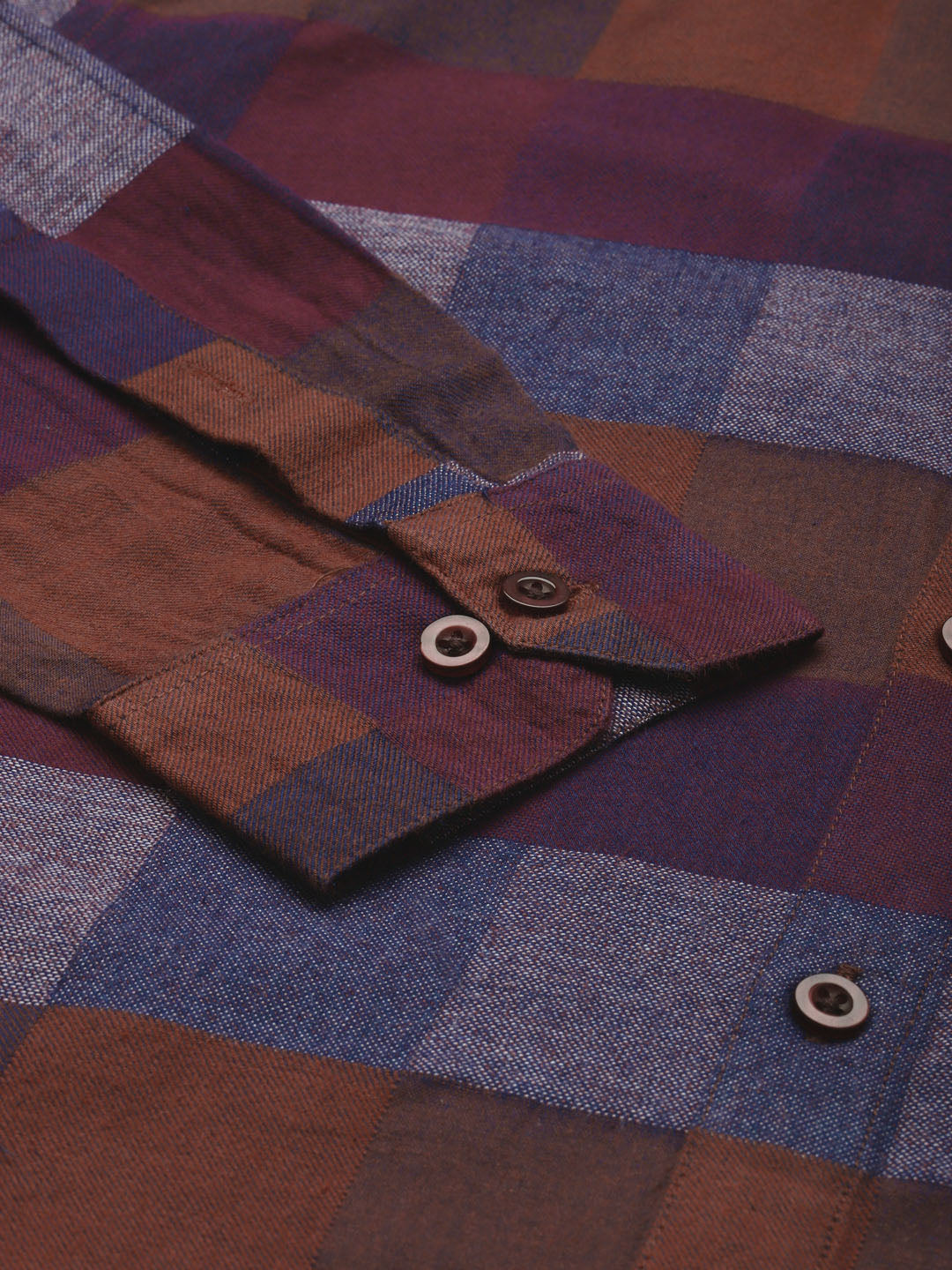 Men's Brown Formal Cotton Checked Shirt ( SF 787Brown ) - Jainish