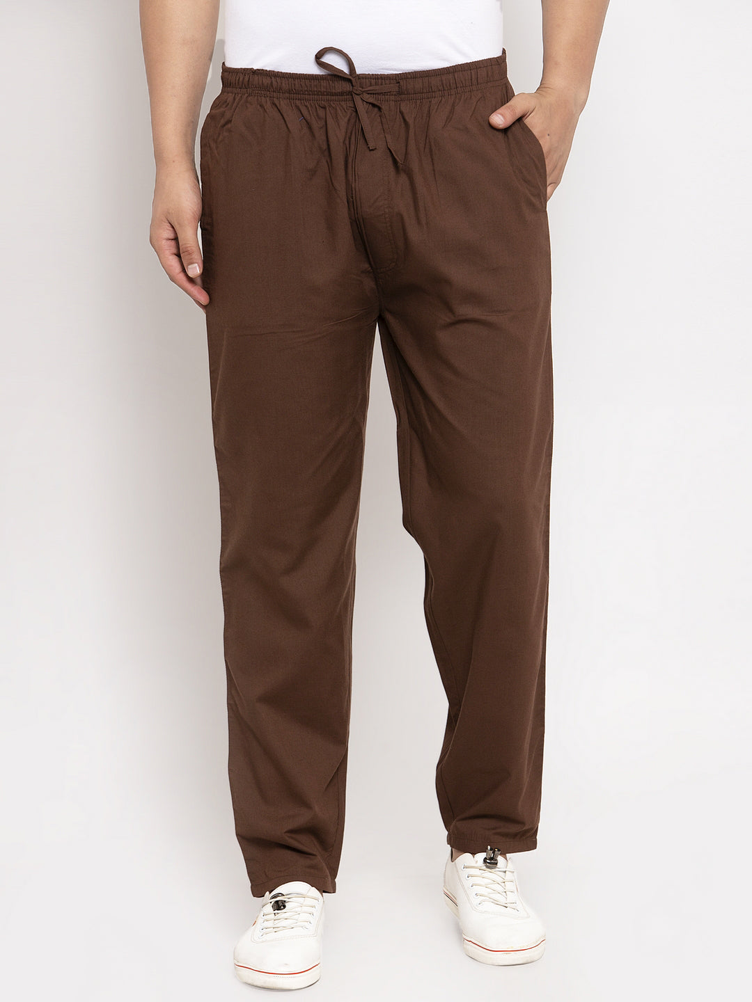 Men's Brown Solid Cotton Track Pants ( JOG 011Coffee ) - Jainish
