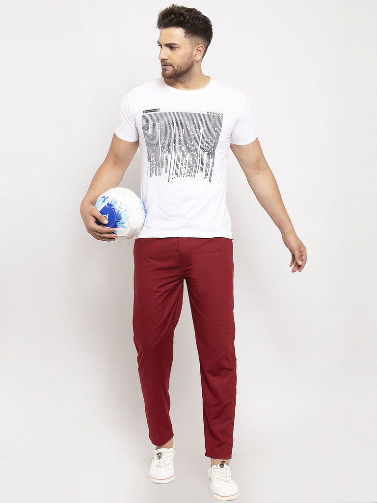 Men's Maroon Solid Cotton Track Pants ( JOG 011Maroon )