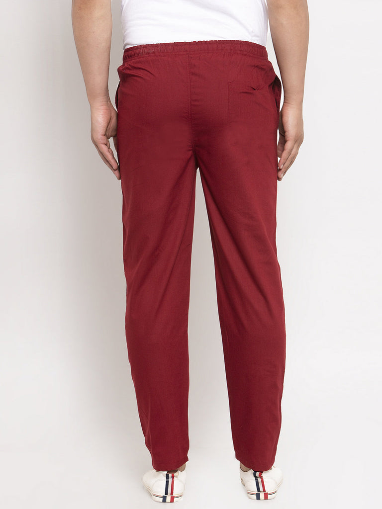 Men's Maroon Solid Cotton Track Pants ( JOG 011Maroon )