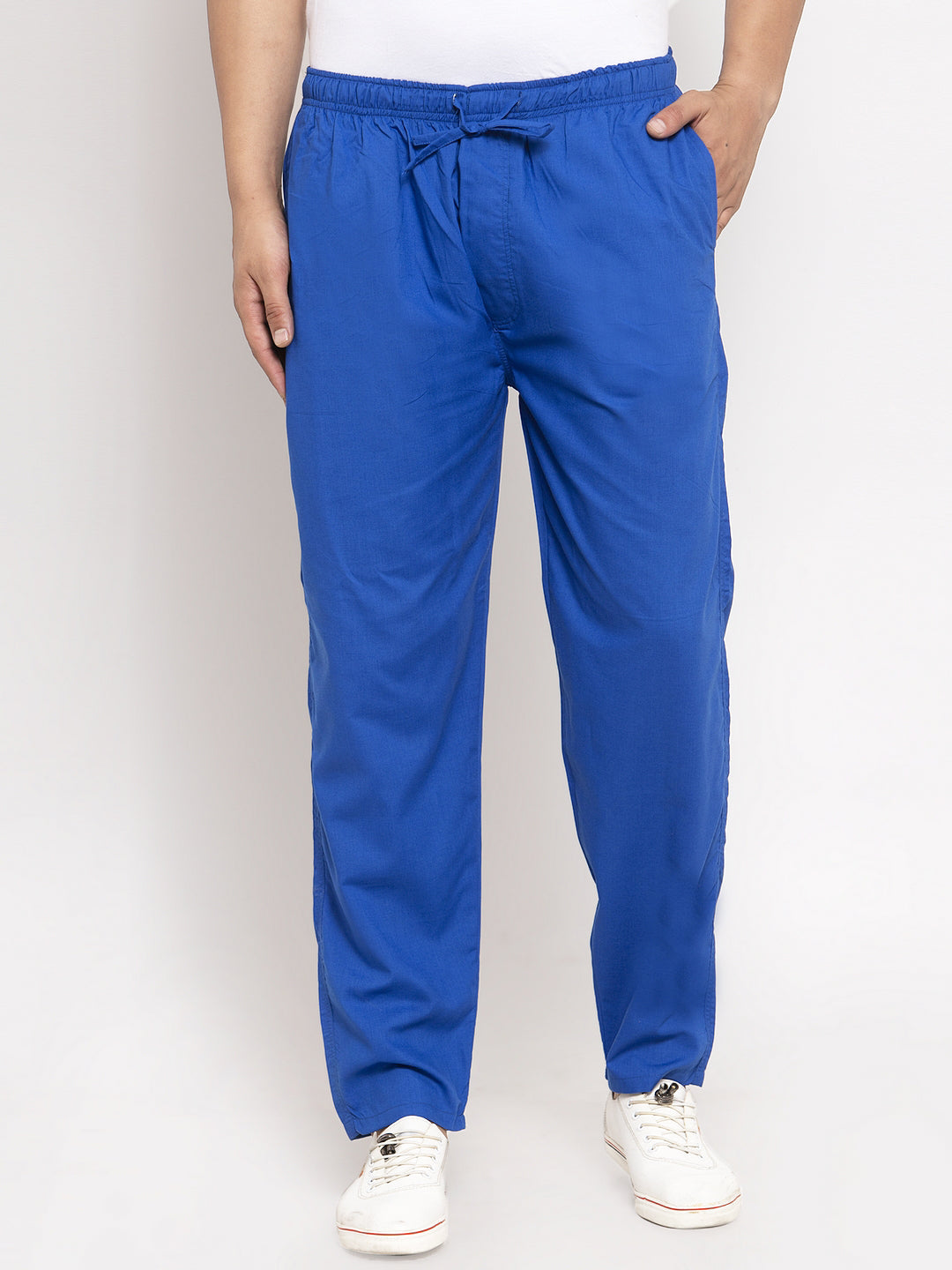 Men's Blue Solid Cotton Track Pants ( JOG 011Royal-Blue ) - Jainish