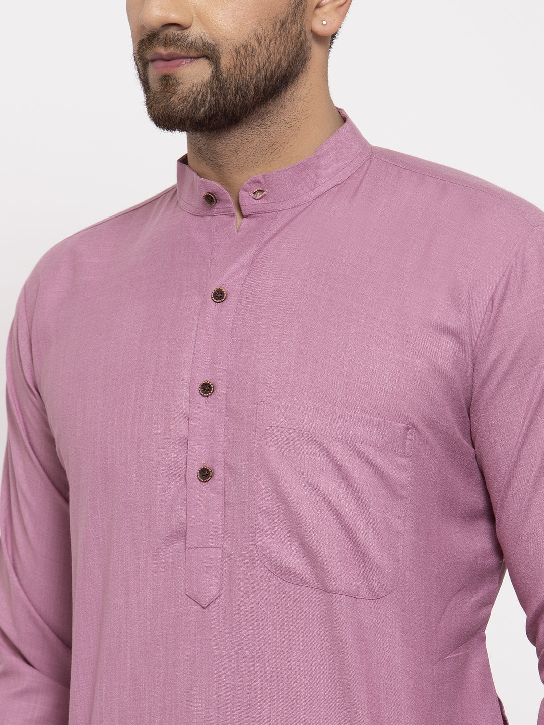Men's Magenta Pink & White Solid Kurta With Churidar ( Jokp 532 Magenta ) - Virat Fashions