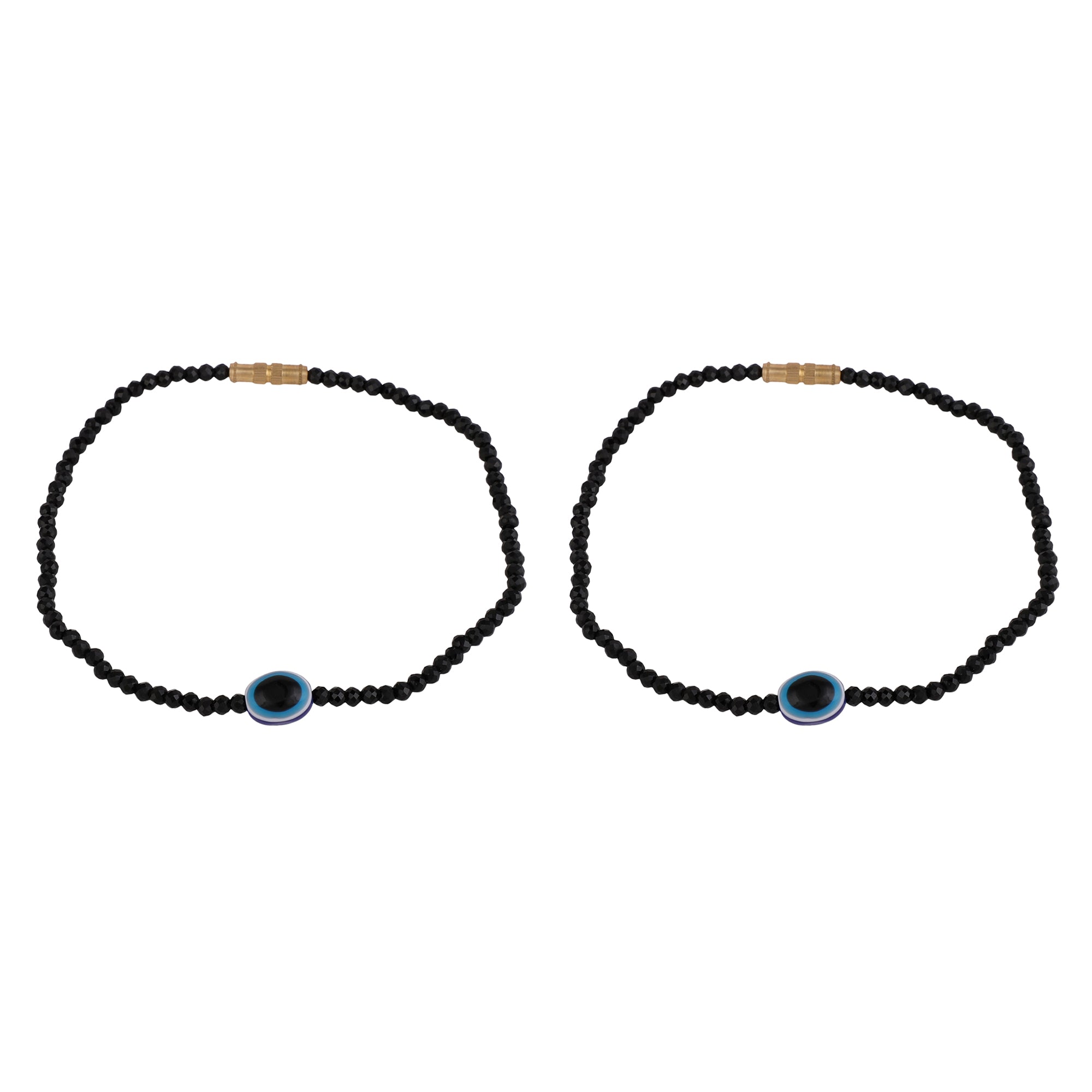 Women's Contemporary Evil Eye Black Beads Anklets - MODE MANIA