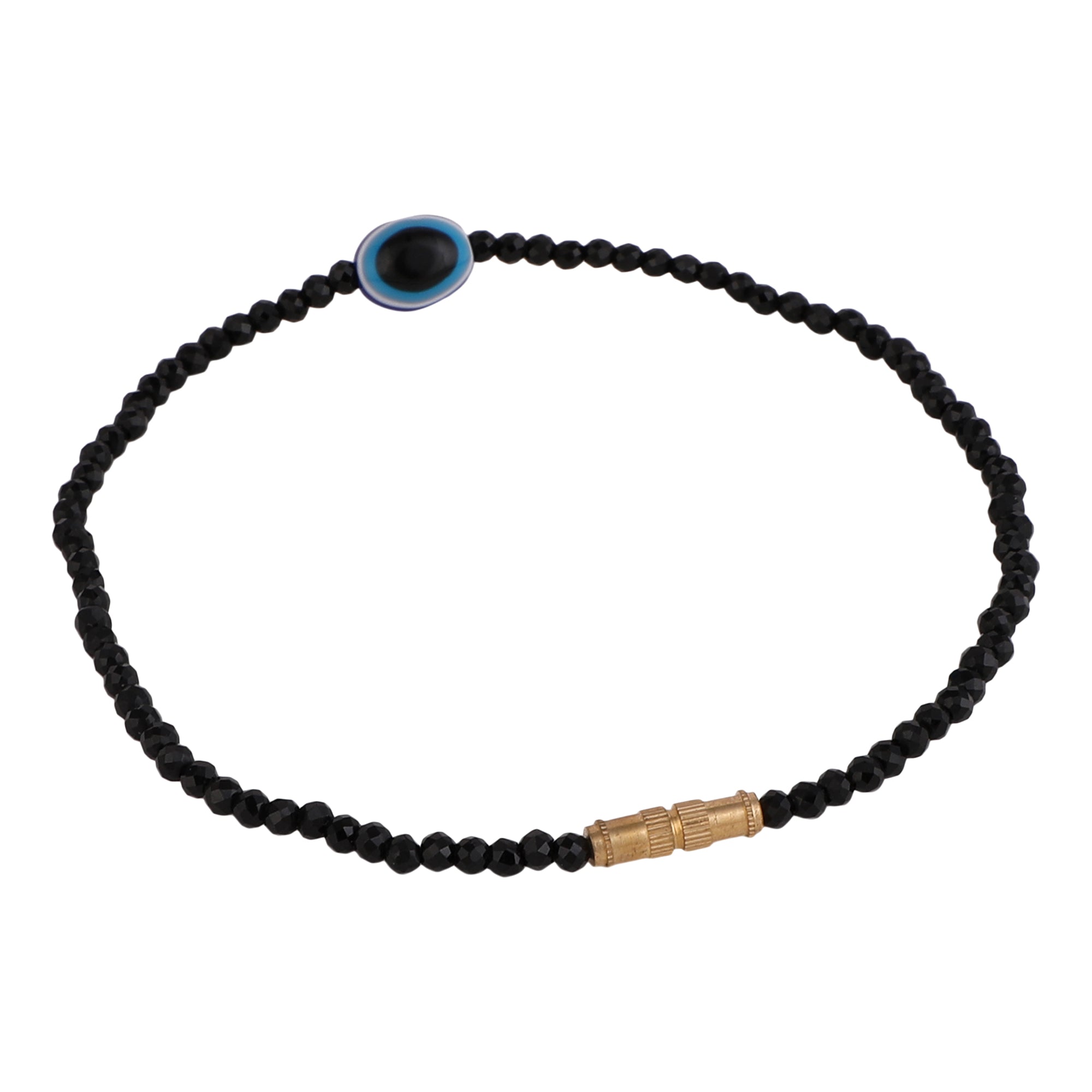 Women's Contemporary Evil Eye Black Beads Anklets - MODE MANIA