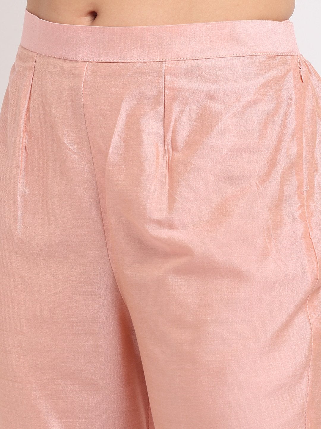 Women's Peach Petal Straight Kurti With Pants And Printed Dupatta - Anokherang