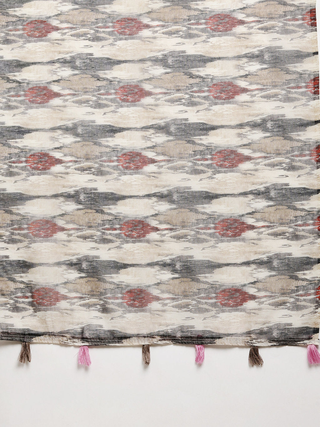 Women's Multi Cotton Blend Printed Traditional Tassle Saree - Sangam Prints