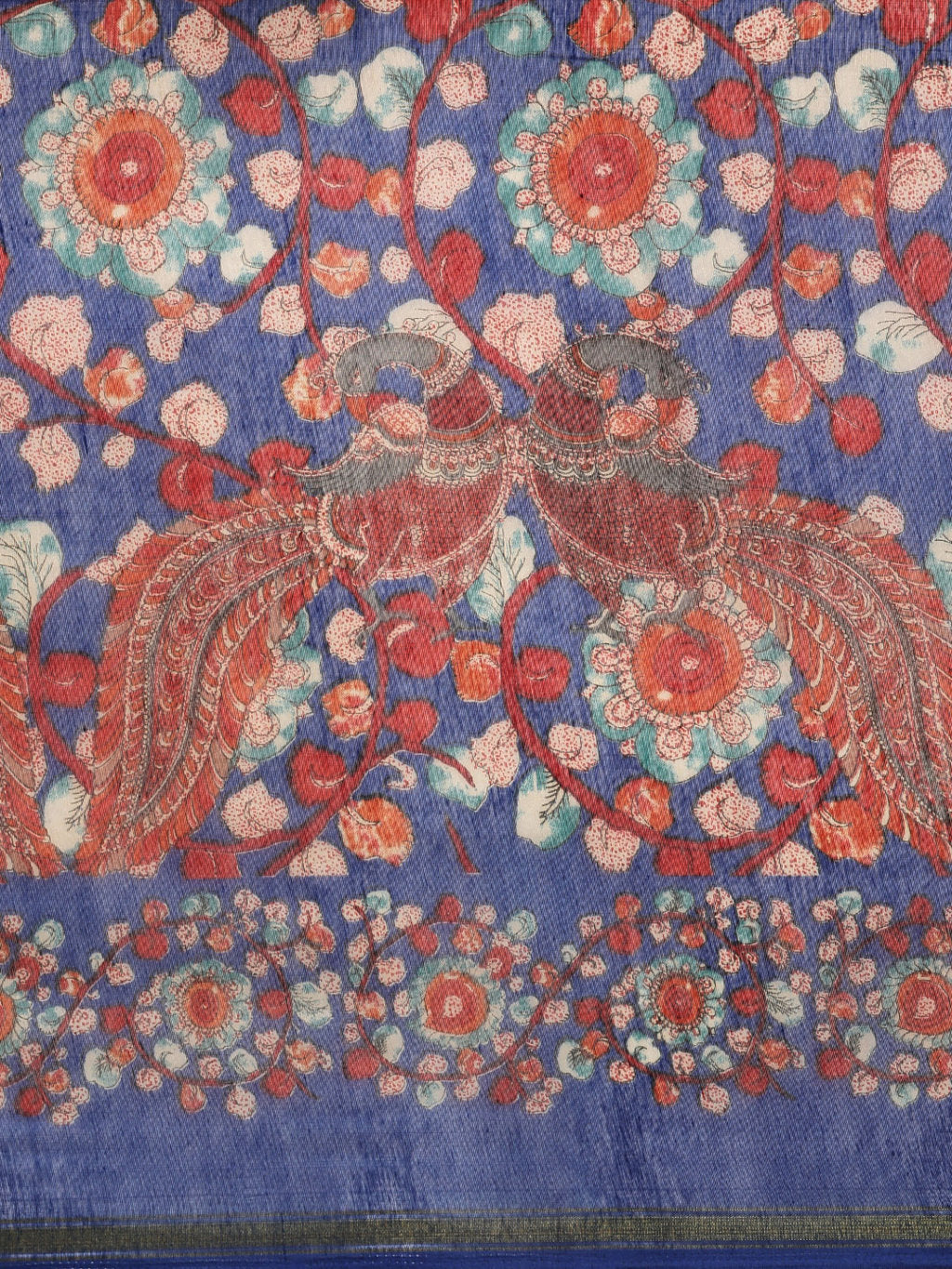 Women's Blue Cotton Blend Printed Traditional Saree - Sangam Prints