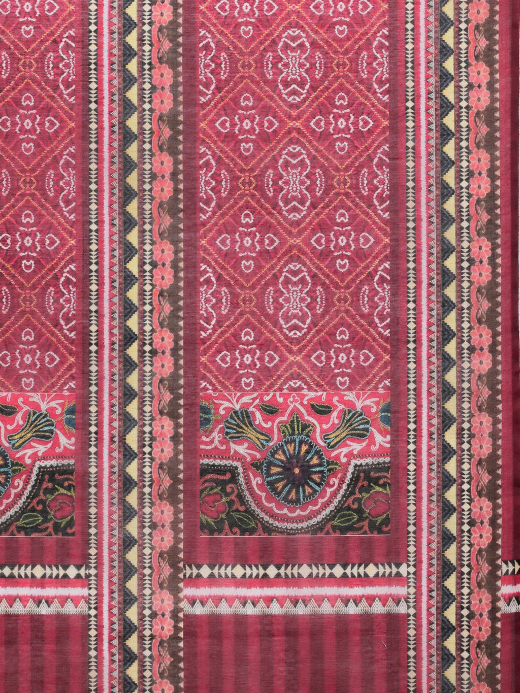 Women's Red Cotton Blend Printed Traditional Saree - Sangam Prints