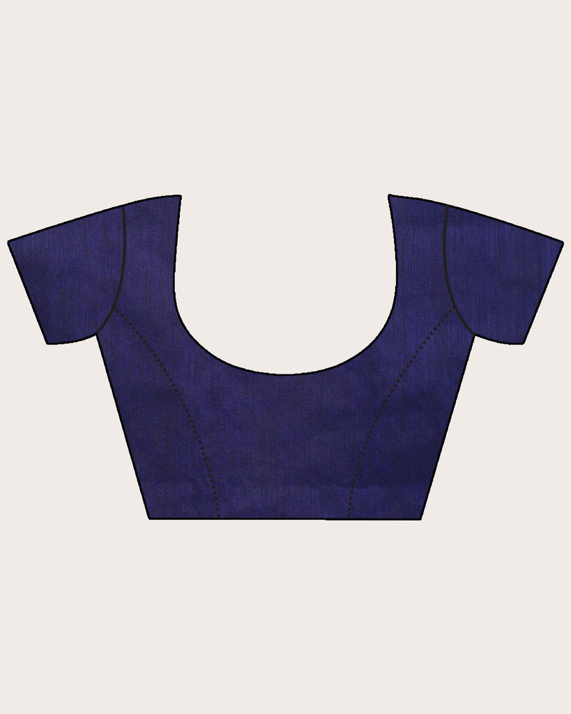 Women's Royal Blue Cotton Blend Handloom Jamdani Saree