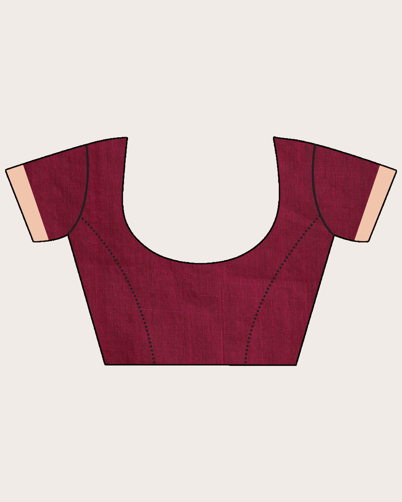 Women's Fuchsia Light Mustard Cotton Blend Handloom Tie Dye Jamdani Saree