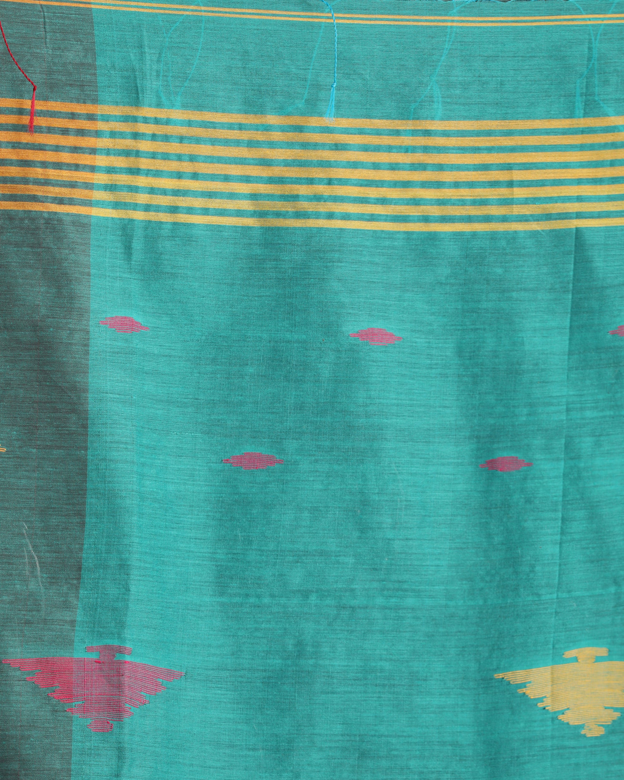 Women's Fuchsia Turquoise Cotton Blend Handloom Tie Dye Jamdani Saree - Angoshobha