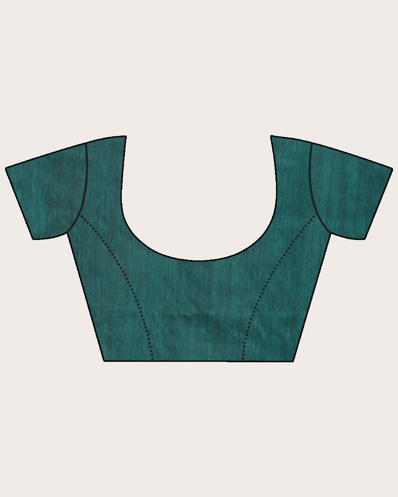 Women's Teal Cotton Blend Handloom Jamdani Saree