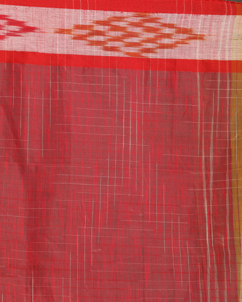Women's Kotki Border Yellow Orange Cotton Blend Handloom Saree