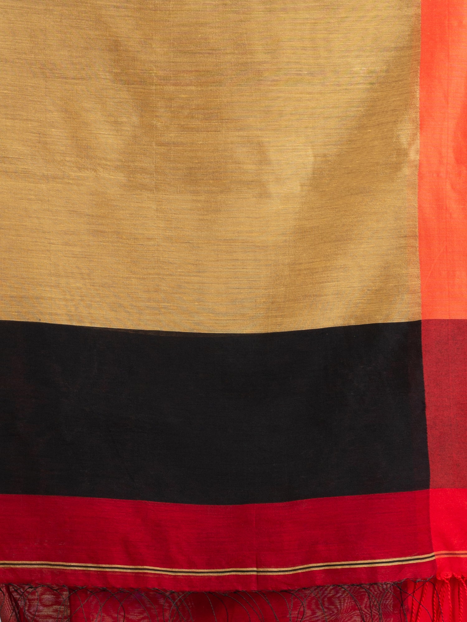 Women's Red Cotton Blend Handloom Jacquard handloom Saree - Angoshobha