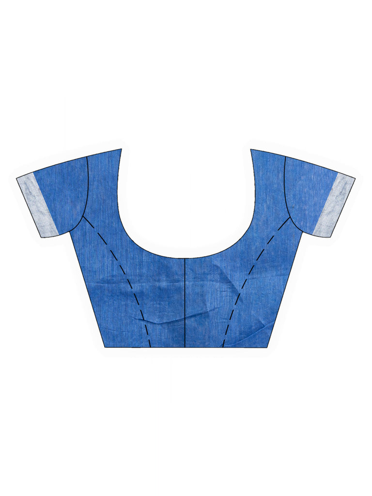 Women's Blue Handweven Bamper Lilen Jamdani handloom saree