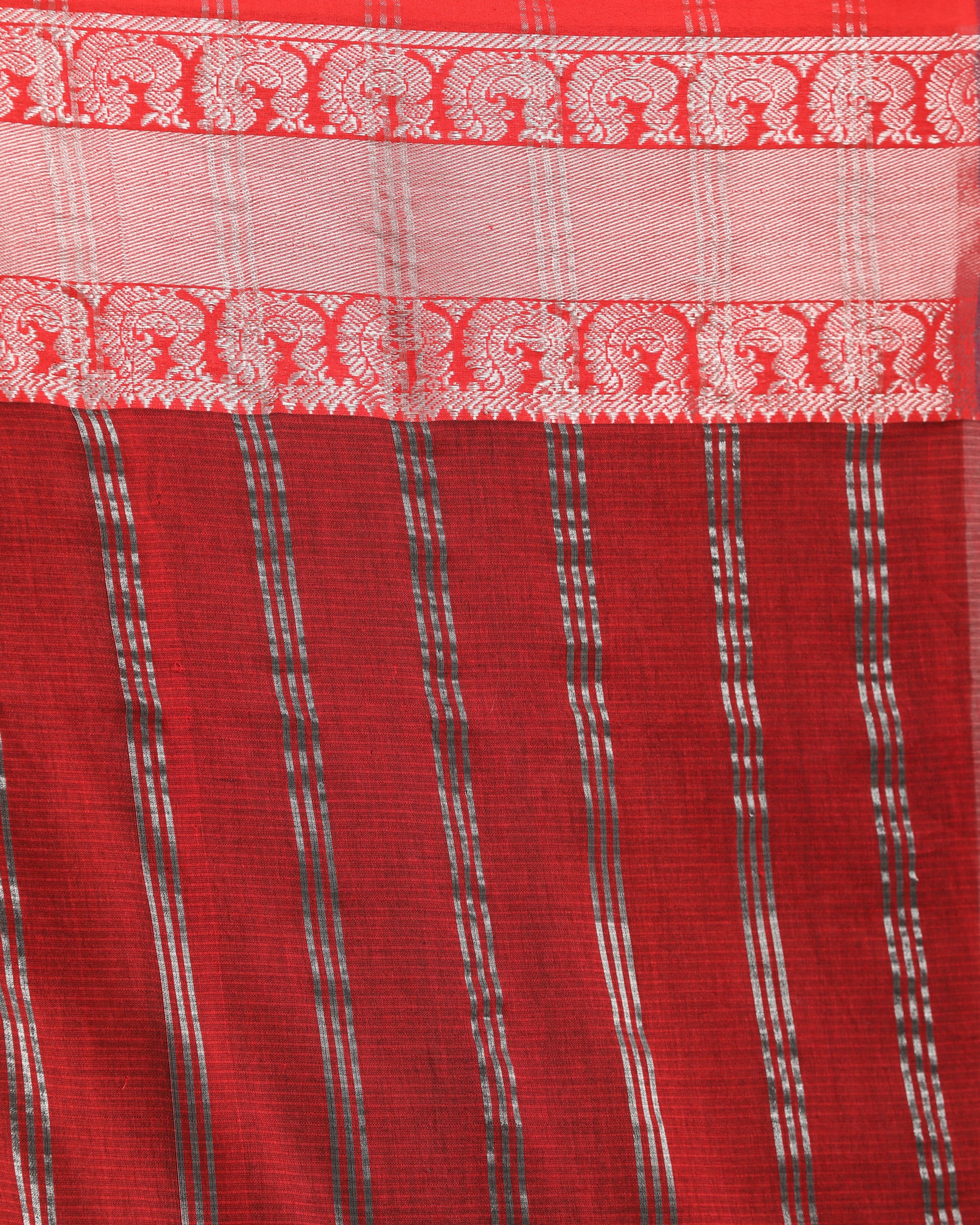 Women's Navy Blue Handloom Cotton Tangail Saree - Angoshobha
