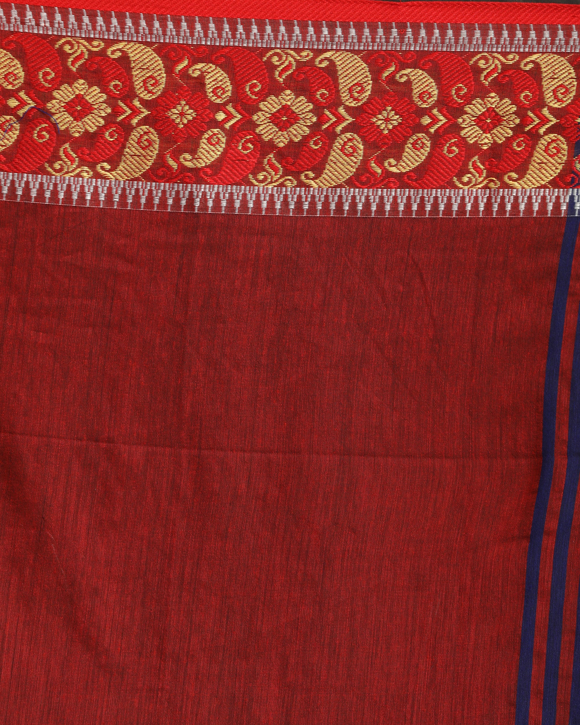 Women's Royel Blue Handloom Cotton Tangail Saree - Angoshobha
