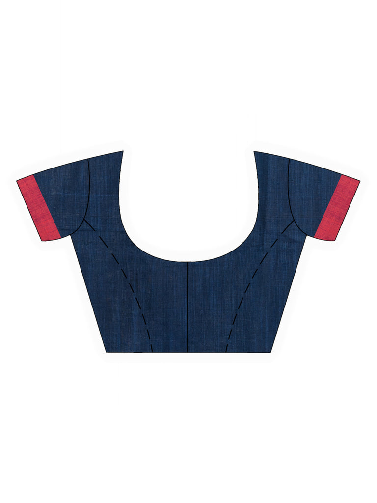Women's Navy Blue Handwoven Cotton Jamdani handloom Saree
